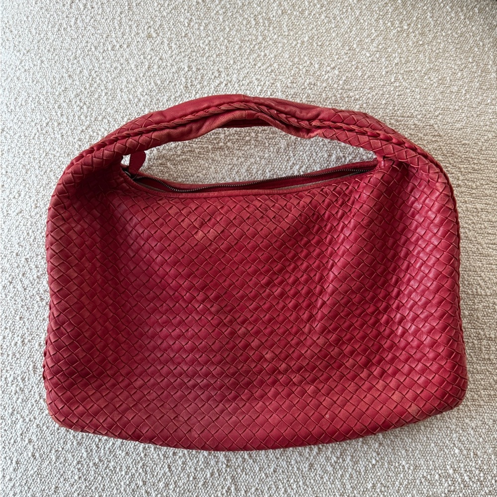 Vintage Red Bottega Veneta Large Intrecciatio Hobo Bag